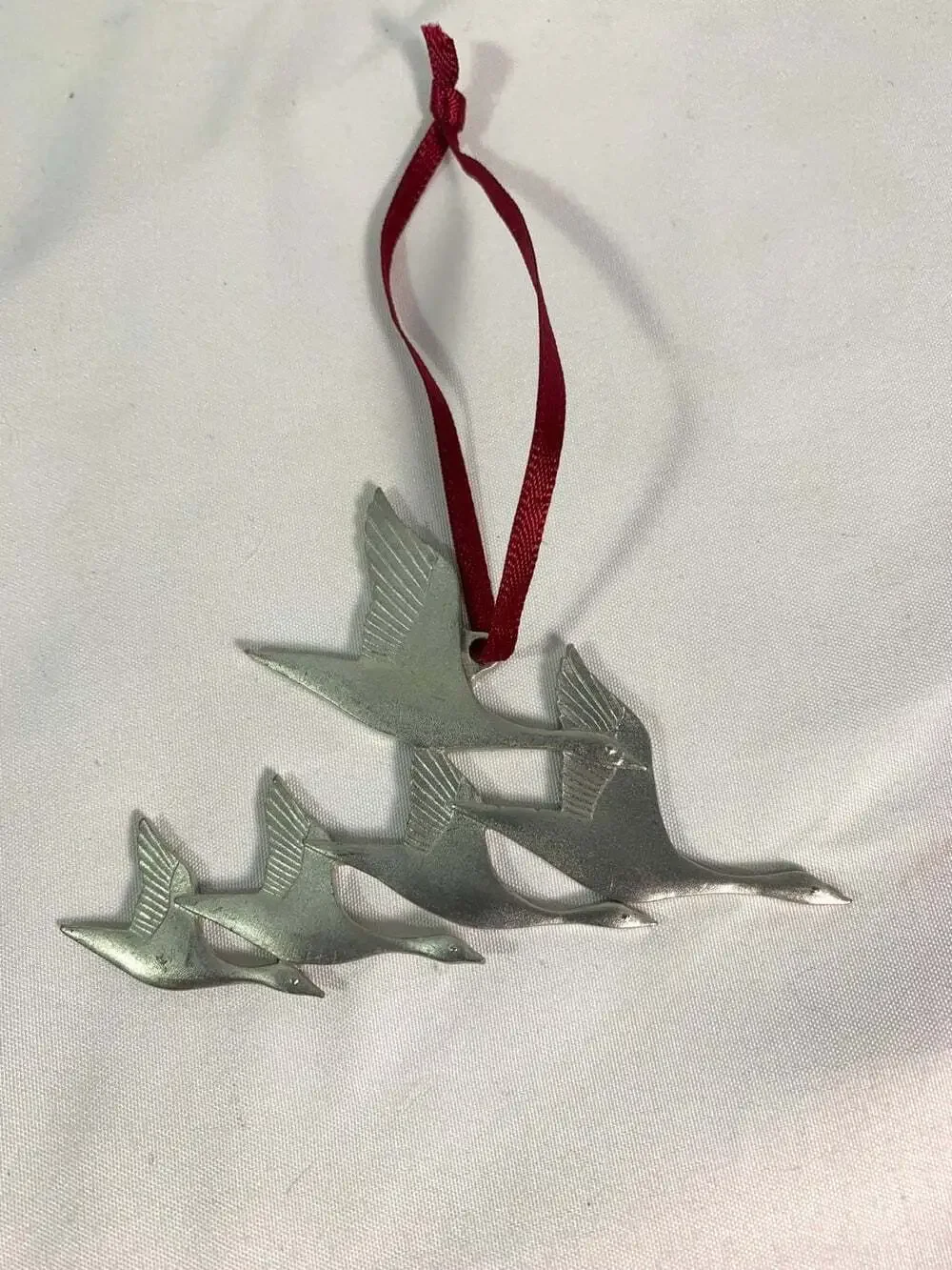 Pewter Geese Migrating 1989 Ornament